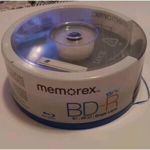 Memorex Blu-Ray Disc BD-R 6X 25GB Single Layer Discs. 15 Pk. Factory Sealed